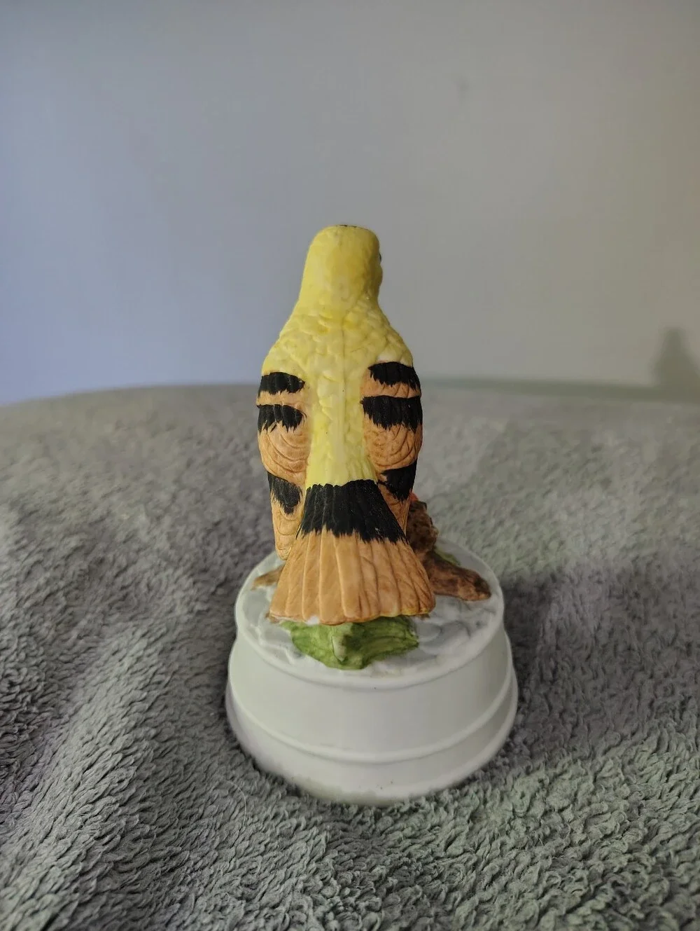 Yellow Songbird Musical Figurine with Black Head Accents - Unbranded